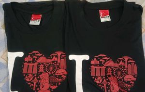 Couple Black Singapore Tshirts pack of 2