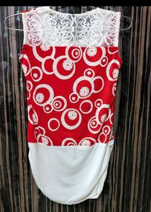 Retro Red &amp; White Circle Print Top