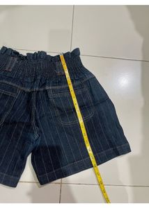 Cute Dress Type Denim Shorts With High Waist