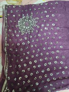 Elegant Purple Saree with Sequins