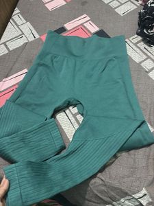 Teal Ribbed Seamless Leggings