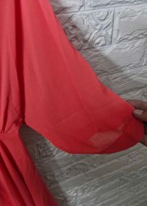 Forever 21 Coral Deep V-Neck Dress