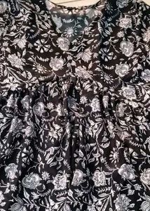 Black Floral Print Anarkali Gown