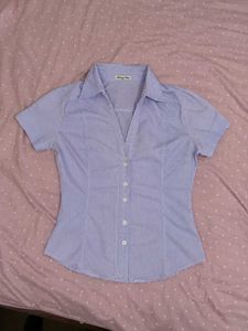 Chic Purple Striped Button-Up Top