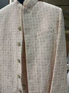 Men's Peach Embroidered Bandhgala Jacket