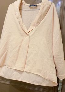 ZARA Elegant Peach V-Neck Top