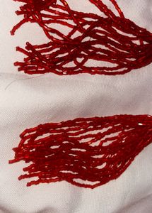 Red Beaded Tassel Earrings
