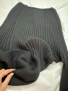 Black Ribbed Knit sweater Mini Dress