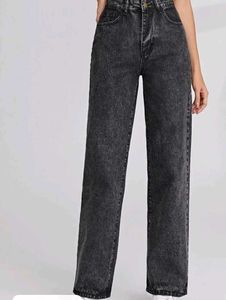 Washed Black Wide Leg Jeans