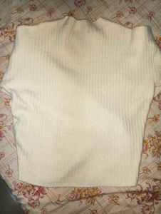 White Ribbed Knit Sweater🤍