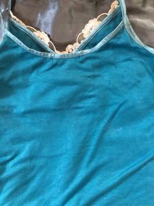 Blue And Gold Camisole+ Green-blue Slip On Bra