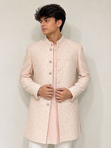 Men's Peach Embroidered Bandhgala Jacket