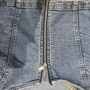 Denim Zip Front crop top