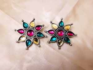 Multi-Color Sunburst Statement Earrings