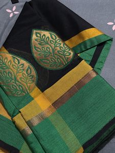 Elegant Black & Green Silk Saree