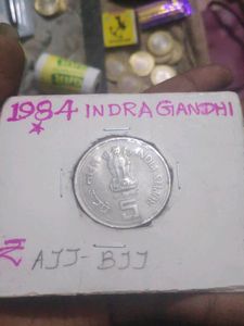 Very Rare Big Coin 5 Rs With Indira Gandhi