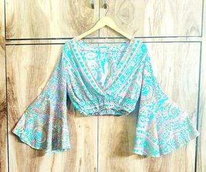 Boho Print  Art silk Crop Top Size-34