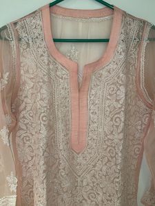Elegant Peach Chikankari Kurta