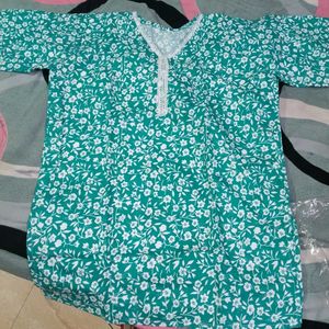 Green Floral Cotton Night Suit