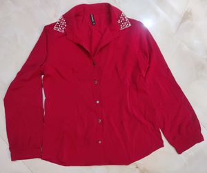 Dark Red party-wear shirt