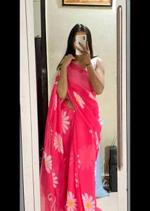 Beautiful Pink Floral Saree