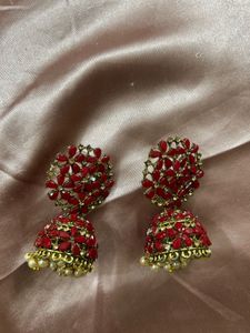 Beautiful Red Jhumka Earrings