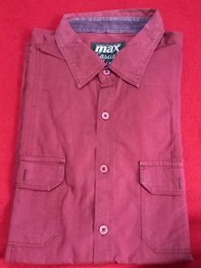CHEST POCKETS Men's Casual Maroon Shirt