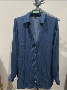 Chic Blue Silky Shirt