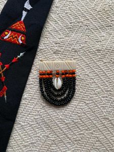 Unique Beaded Brooch with Seashell