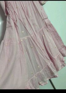 Pretty Pink Kurta with Embellished Neckline