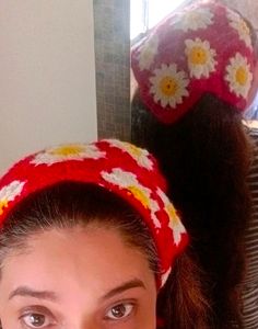 Handmade Crochet Daisy Square Bandana