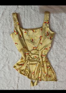 Stylish Leaf Print Silk Blouse