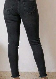 Black High-Waisted Ripped Jeans