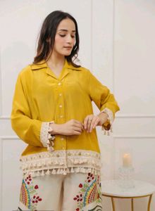 Yellow Cotton Kurti Set