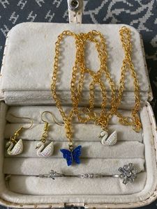 Charming Jewelry Set with Butterfly &amp; Swan
