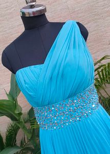 Elegant Blue One-Shoulder Gown