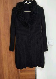 Black Knit Long Cardigan (Size 32)