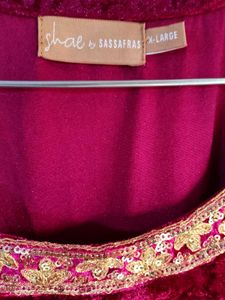 Velvet Embroidered Kurta