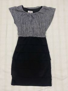 Elegant Black &amp; Grey Tiered Dress