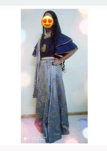 Elegant Navy &amp; Grey Lehenga Choli Set