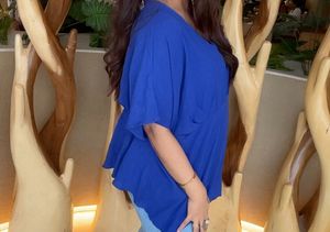 V-Neck Royal Blue Peplum Top