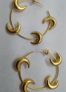 Gold Moon Hoop Earrings