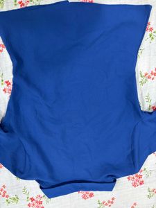 Fitted Blue Ruched Button-Down Top Shirt