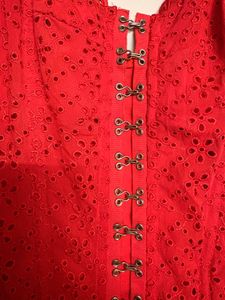 Red Broderie Anglaise Corset Top