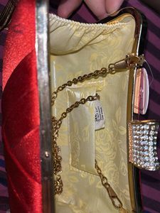 Elegant Red Satin Clutch Bag