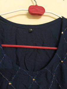 Embellished Navy Blue Kurta