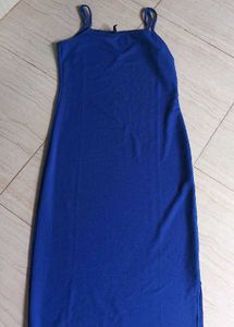 Royal Blue Midi Dress with White Jacket