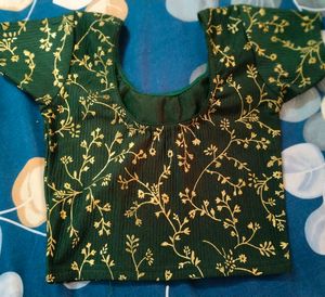Green &amp; Gold Floral Blouse