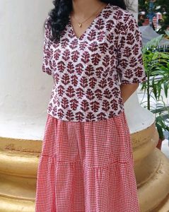 White and maroon ethnic top