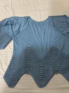 Blue Crochet Detail Top